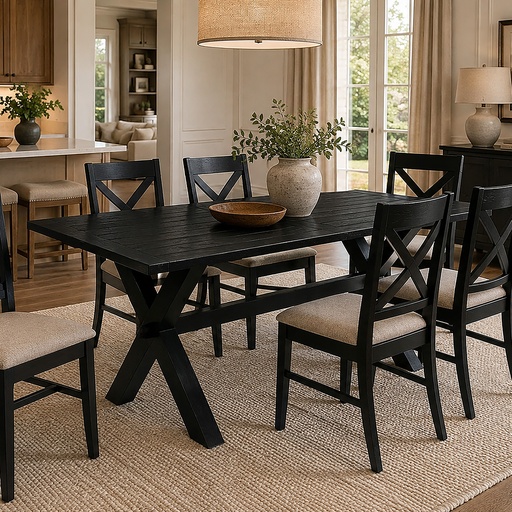 Lance Black 63" Rectangular Trestle Dining Table 2