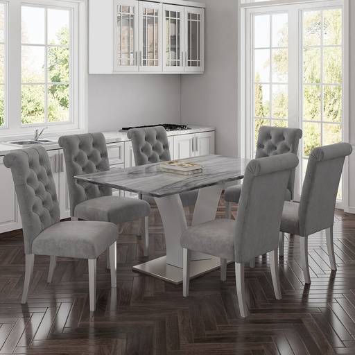 Napoli Light Grey Faux Marble Rectangular Dining Table, 63" 2