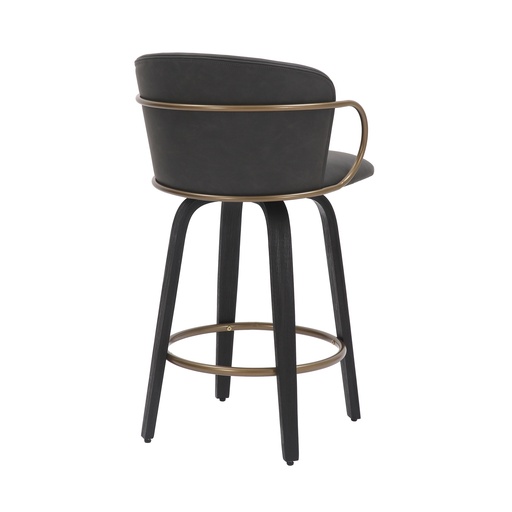 Lawson Charcoal Leatherette 26" Counter Stool with Aged Gold Frame 3