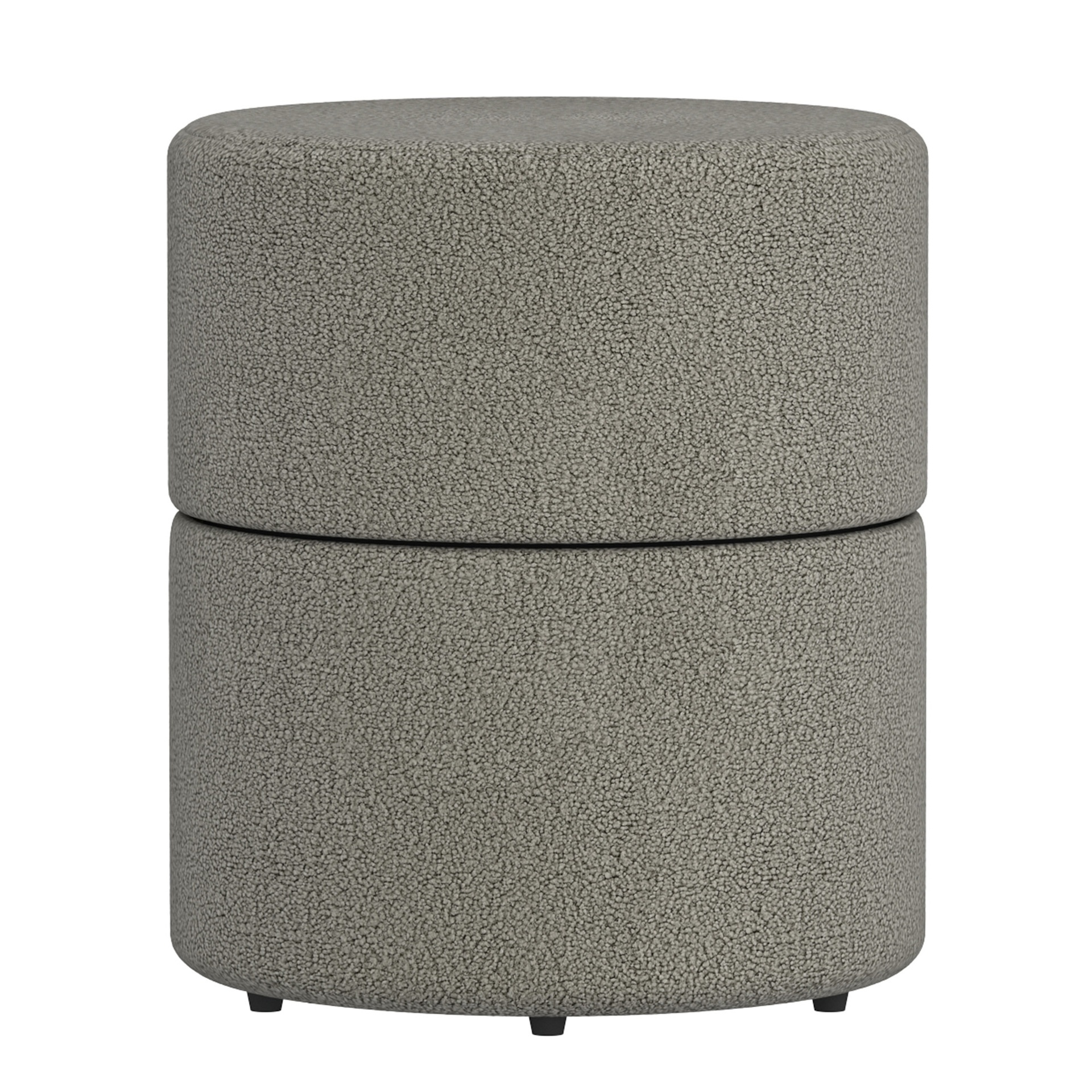 Novar Warm Grey Boucle Round Swivel Ottoman 3