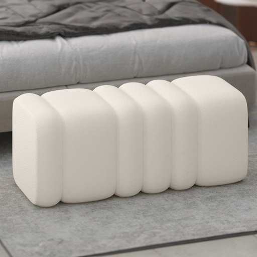 Rigel Ivory Boucle Large Ottoman Bench 2