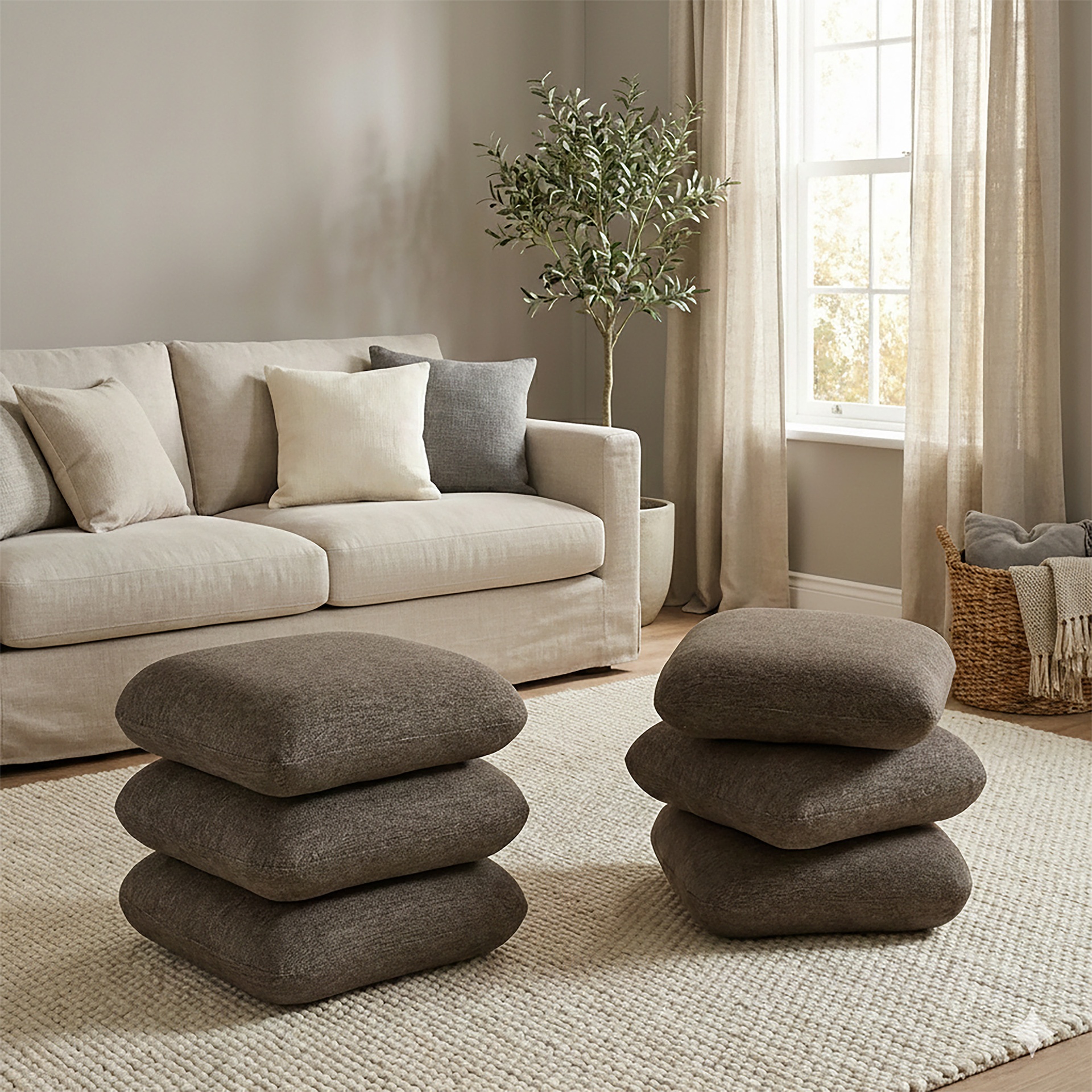 Rylee Brown Square Swivel Ottoman 2