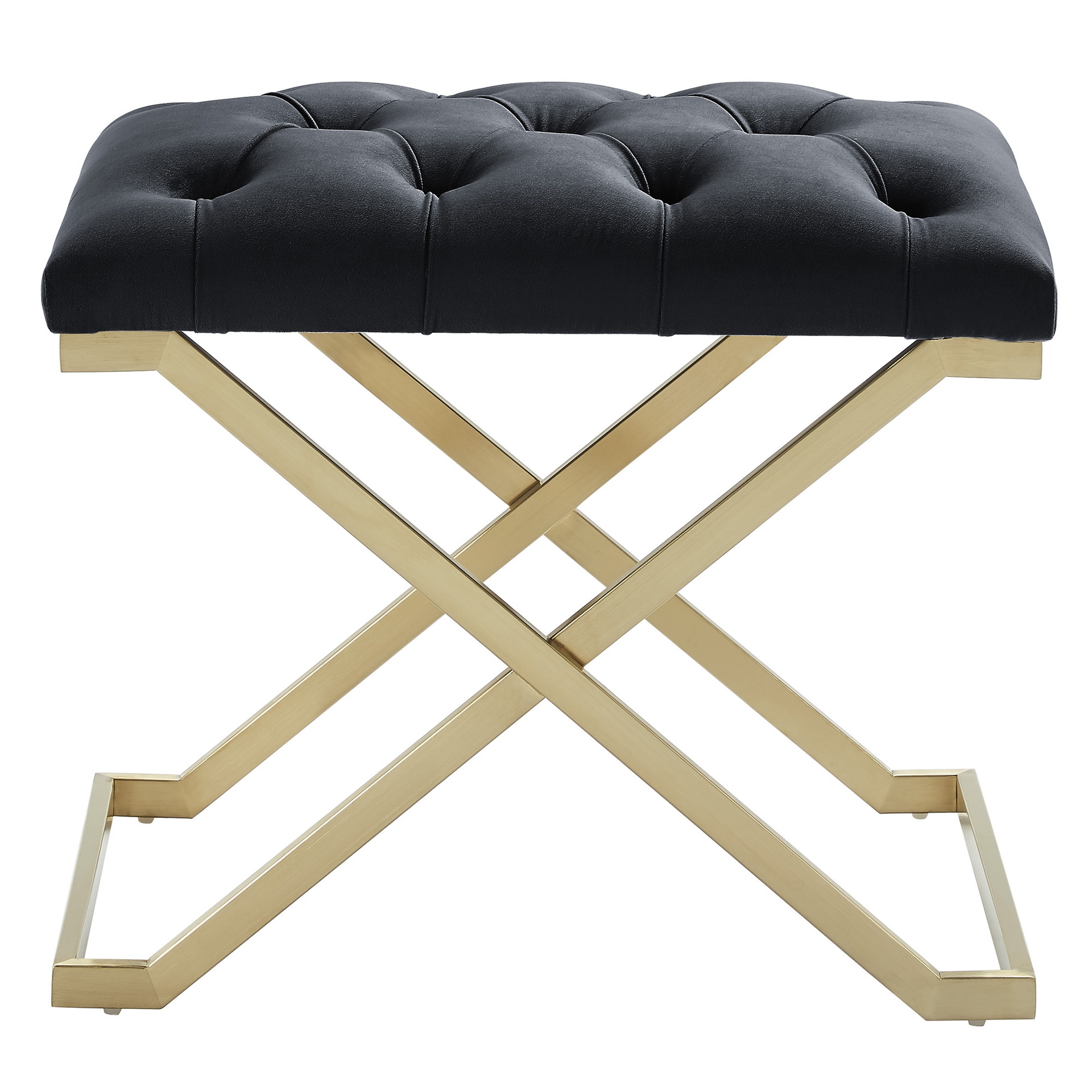Rada Velvet Bench with Brushed Gold Stainless Steel 3