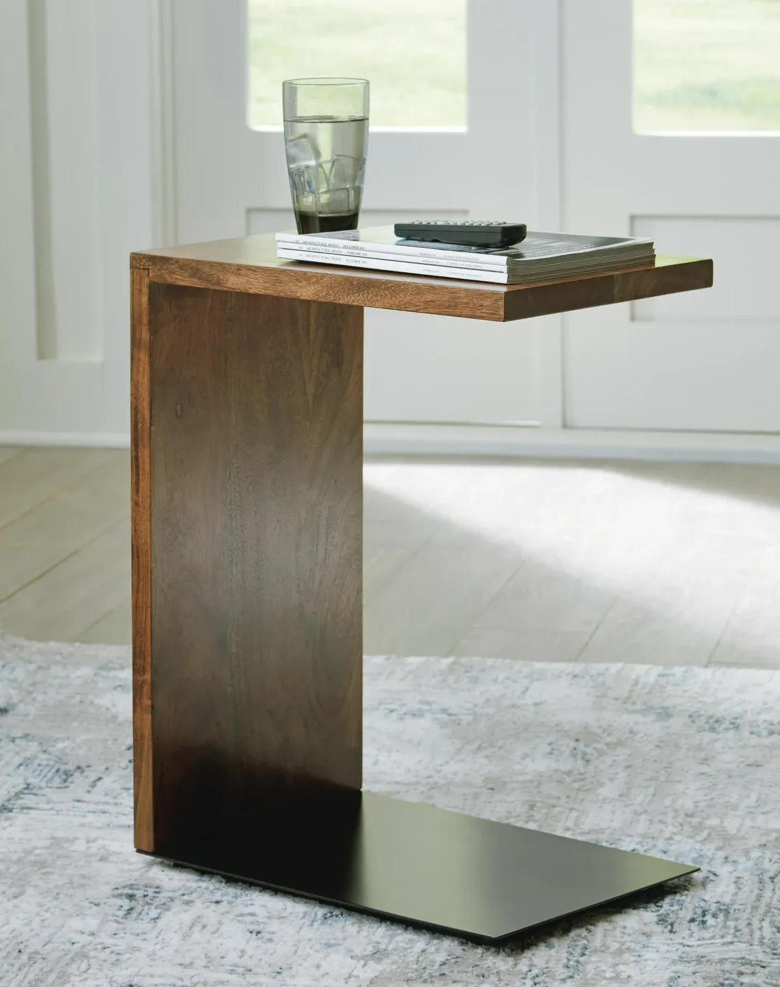Skeena Medium Brown C-Shaped Accent Table 6