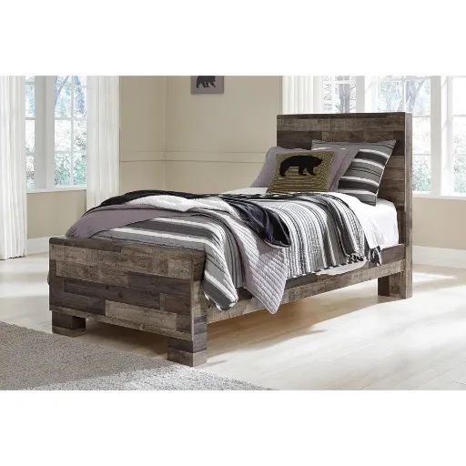 Derekson Rustic Pine Panel Bed 2