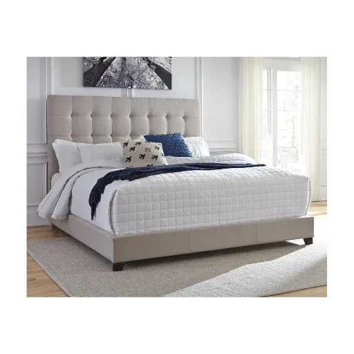 Dolante Pale Beige Button-Tufted Upholstered Platform Bed 3