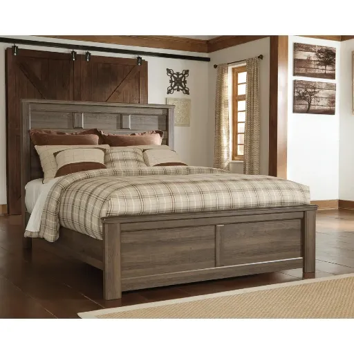 Juararo Rustic Oak Finish Panel Bed 2