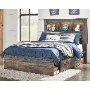 Drystan Full Bookcase Bed with 4 Storage Drawers and LED Cubbies view 1