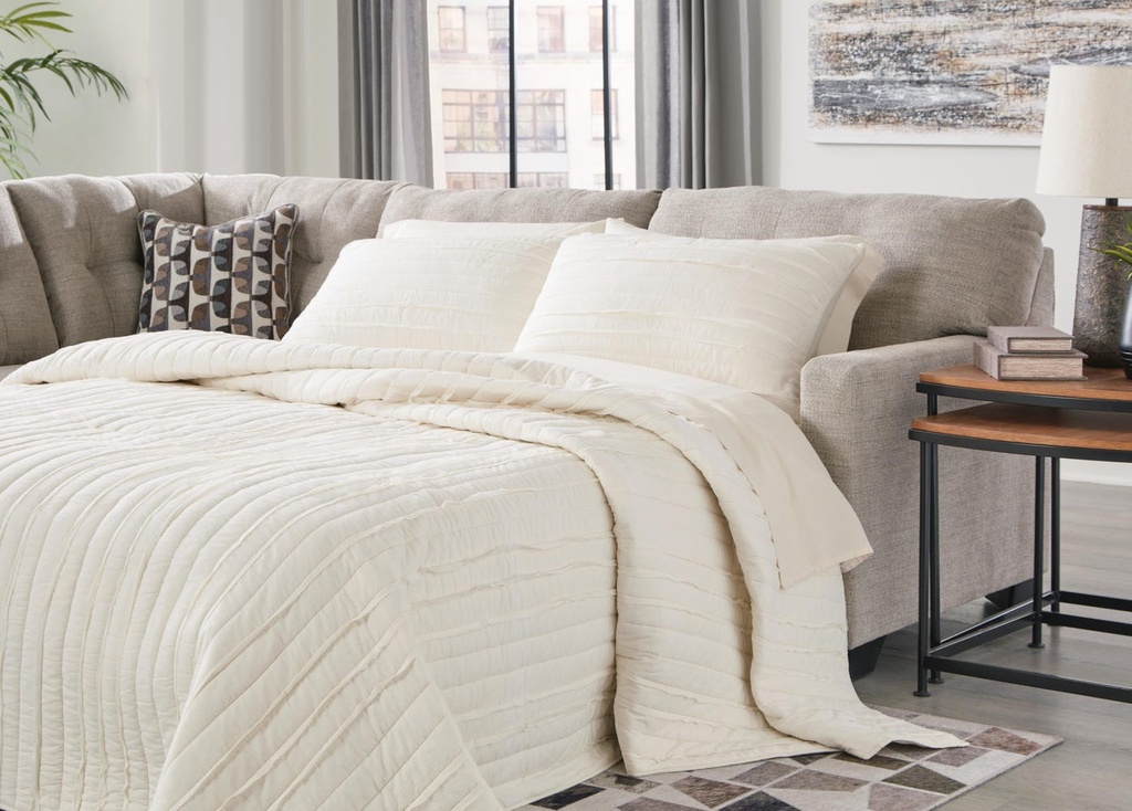 Mahoney Sleeper Sectional - opened as bed (LAF Pebble)