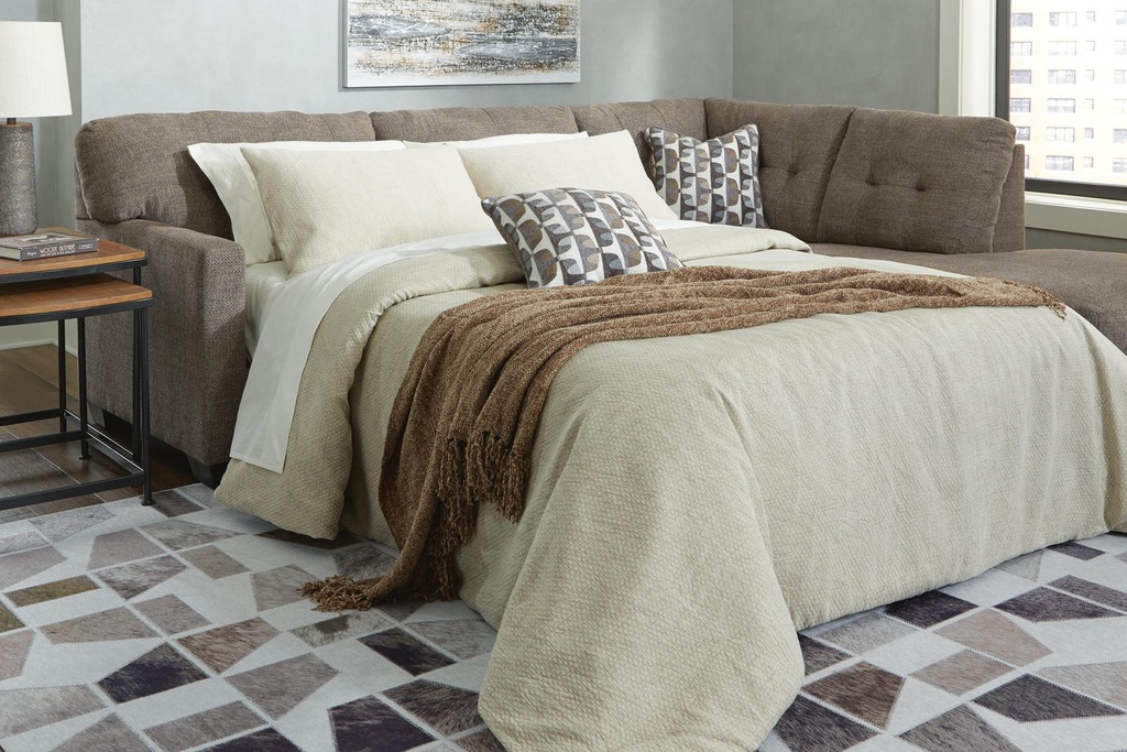 Mahoney Sleeper Sectional - opened as bed (RAF Chocolate)