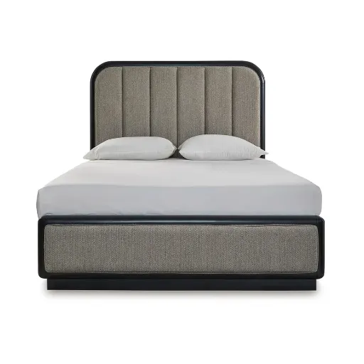 Rowanbeck Black Upholstered Panel Bed 3