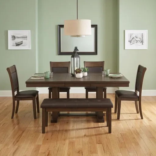 Brookings Brown Acacia Dining Side Chair with Grey Fabric Seat 2
