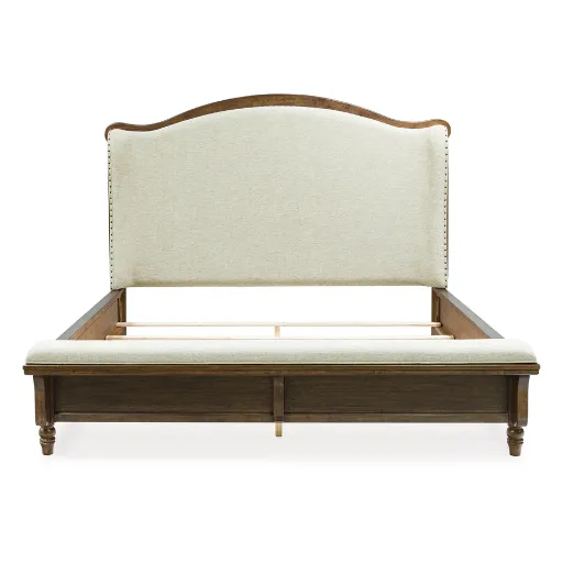 Sturlayne Upholstered Panel Bed with Wing Headboard and Bench Footboard 4
