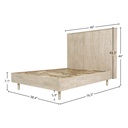 White Washed Acacia Platform Bed with Fluted Headboard view 2