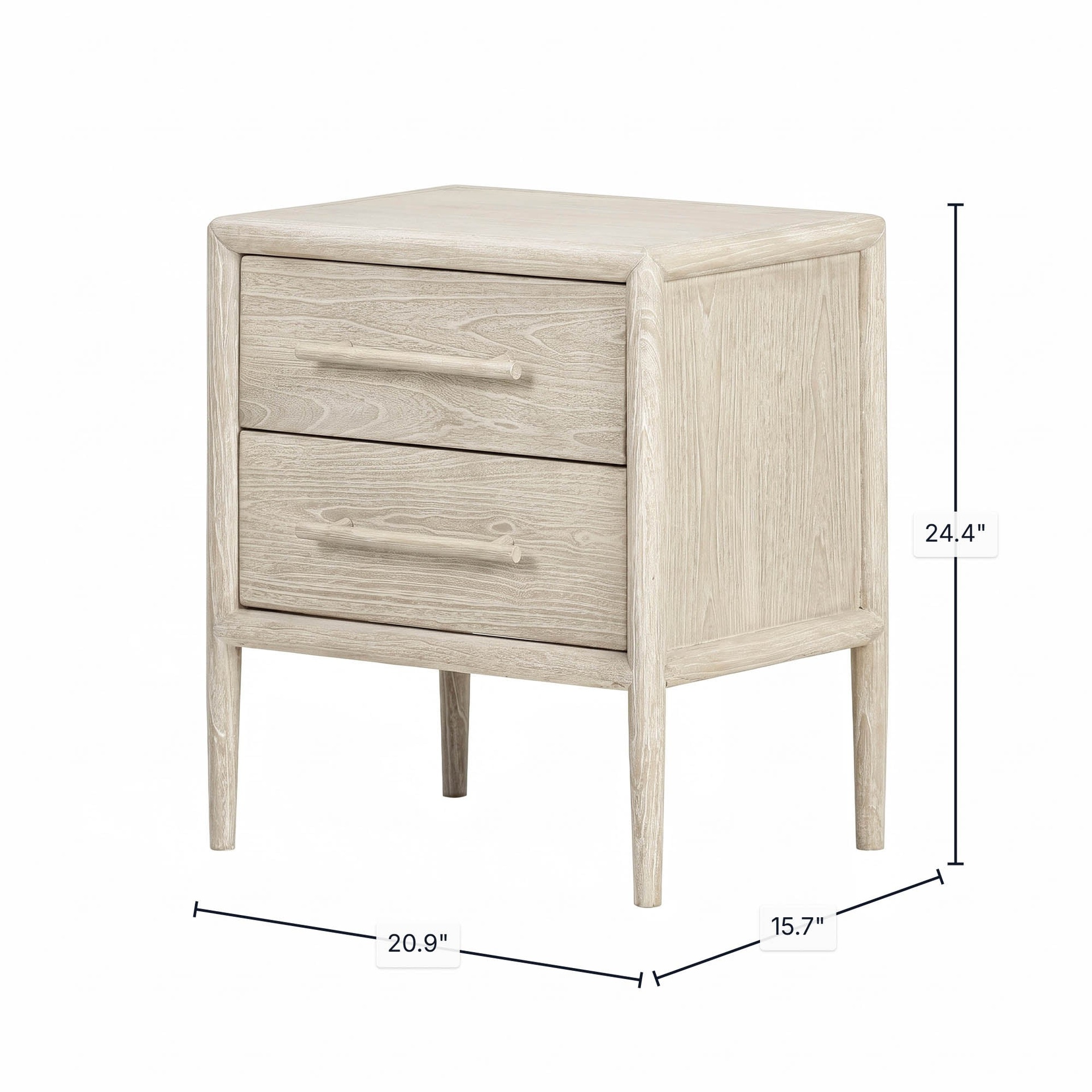 Rounded Acacia Nightstand with Brass Handles 3