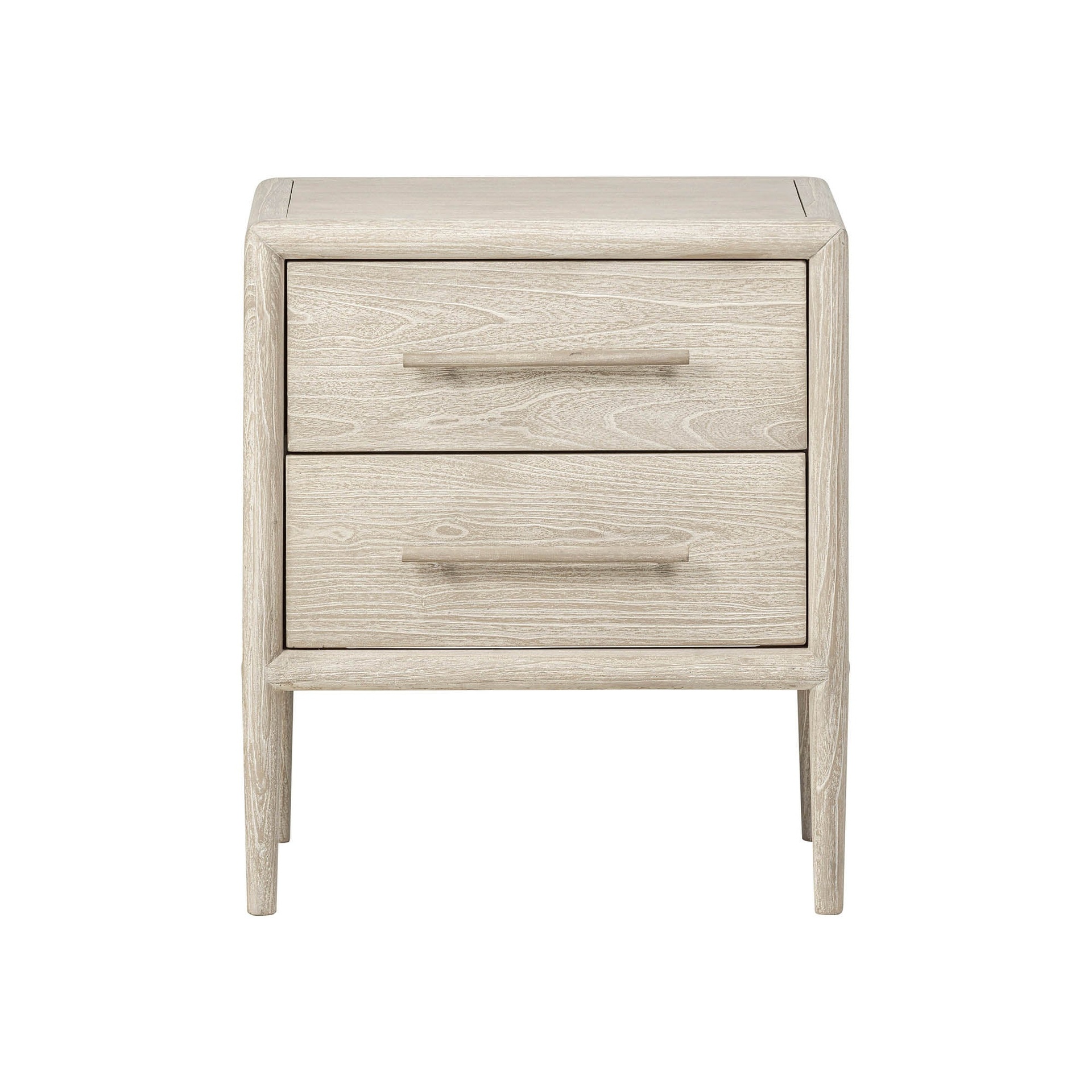 Rounded Acacia Nightstand with Brass Handles 4