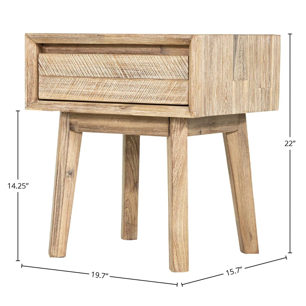 Gia 1 Drawer Nightstand (Light Driftwood)