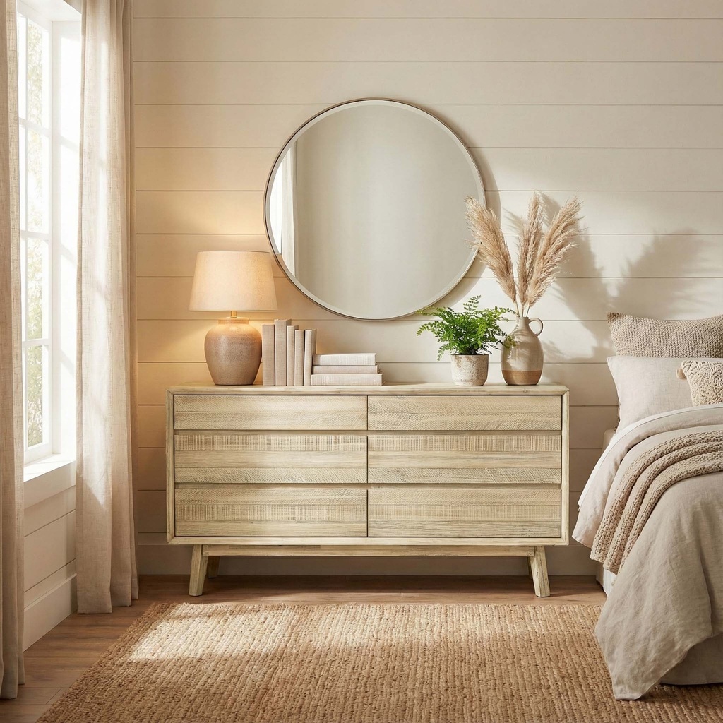 Gia 6 Drawer Dresser (Light Driftwood)