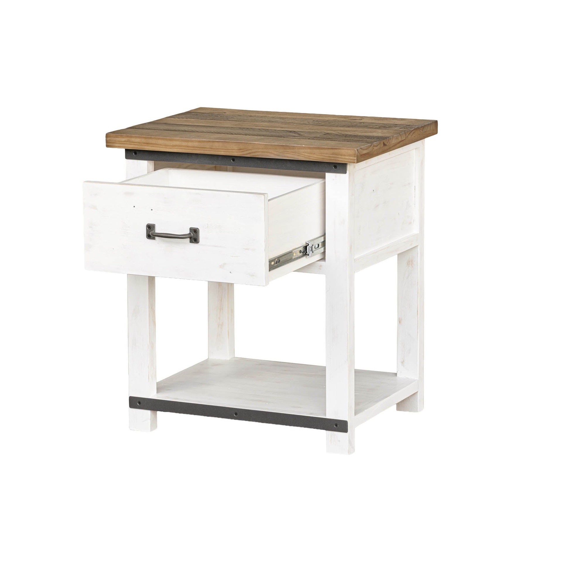 Whitewashed Barn Door Nightstand 3