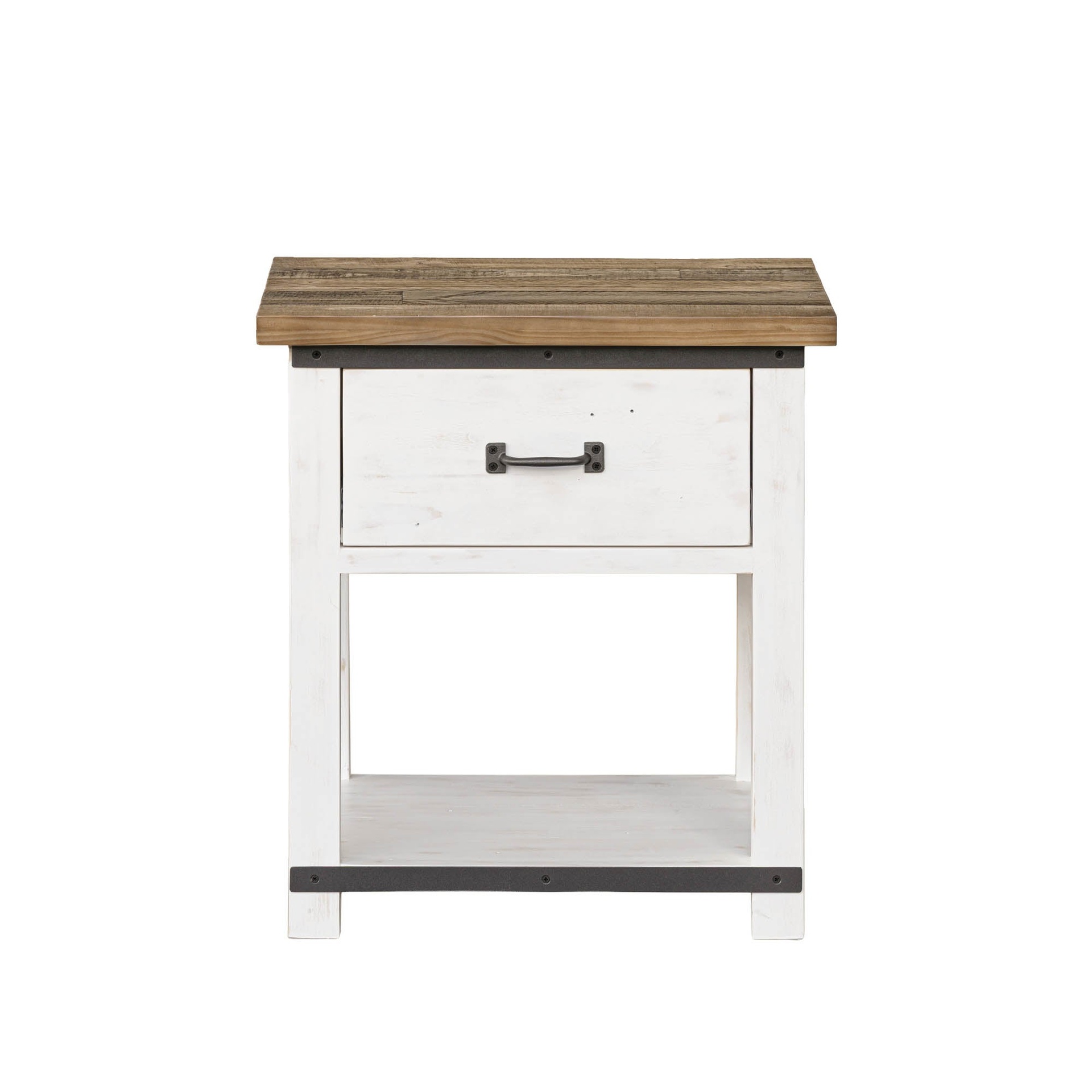 Whitewashed Barn Door Nightstand 4