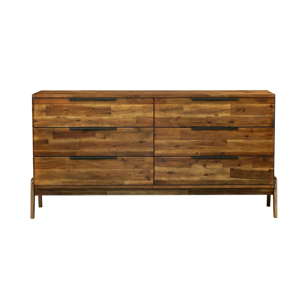Mid-Century Solid Acacia 6-Drawer Dresser view 2