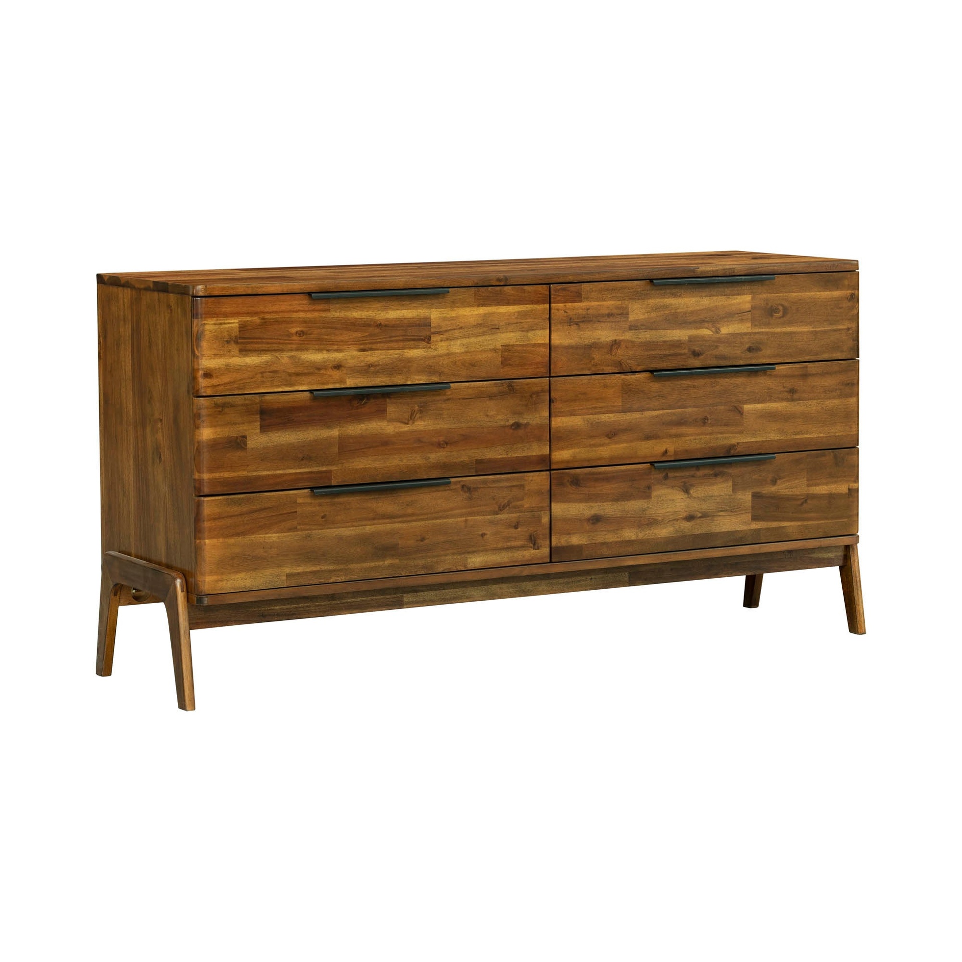 Mid-Century Solid Acacia 6-Drawer Dresser 4