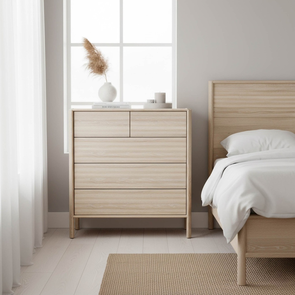 Runway 5 Drawer Chest (Light Oak)