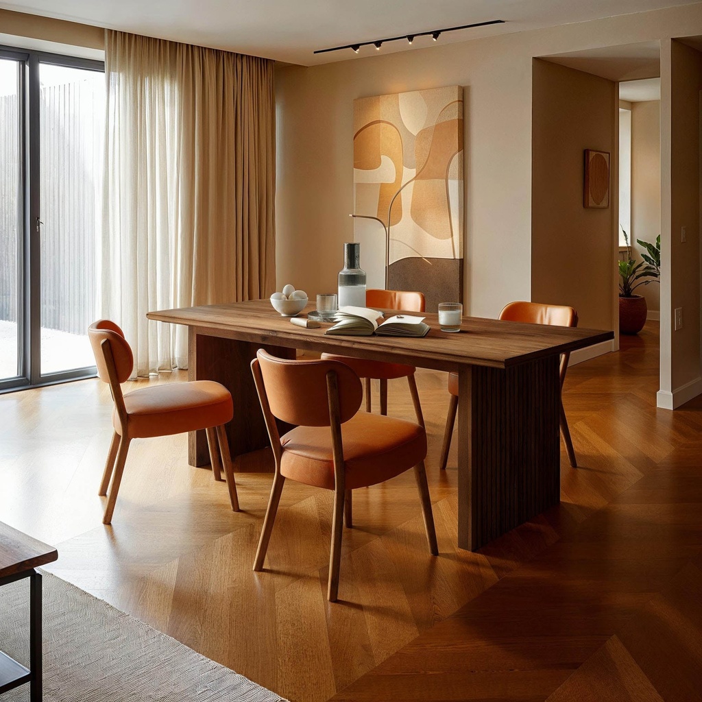 Dark Walnut Plank Dining Table view 1