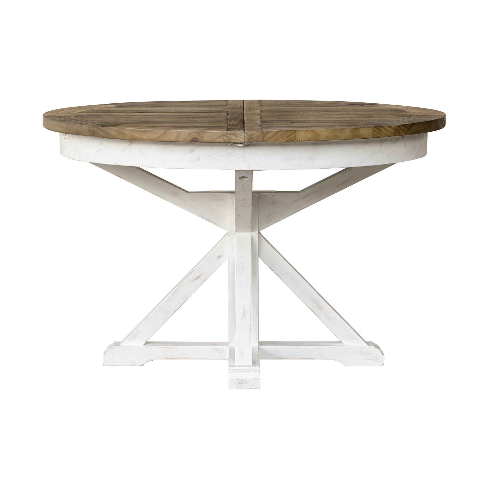 Whitewashed Round Extension Table 4