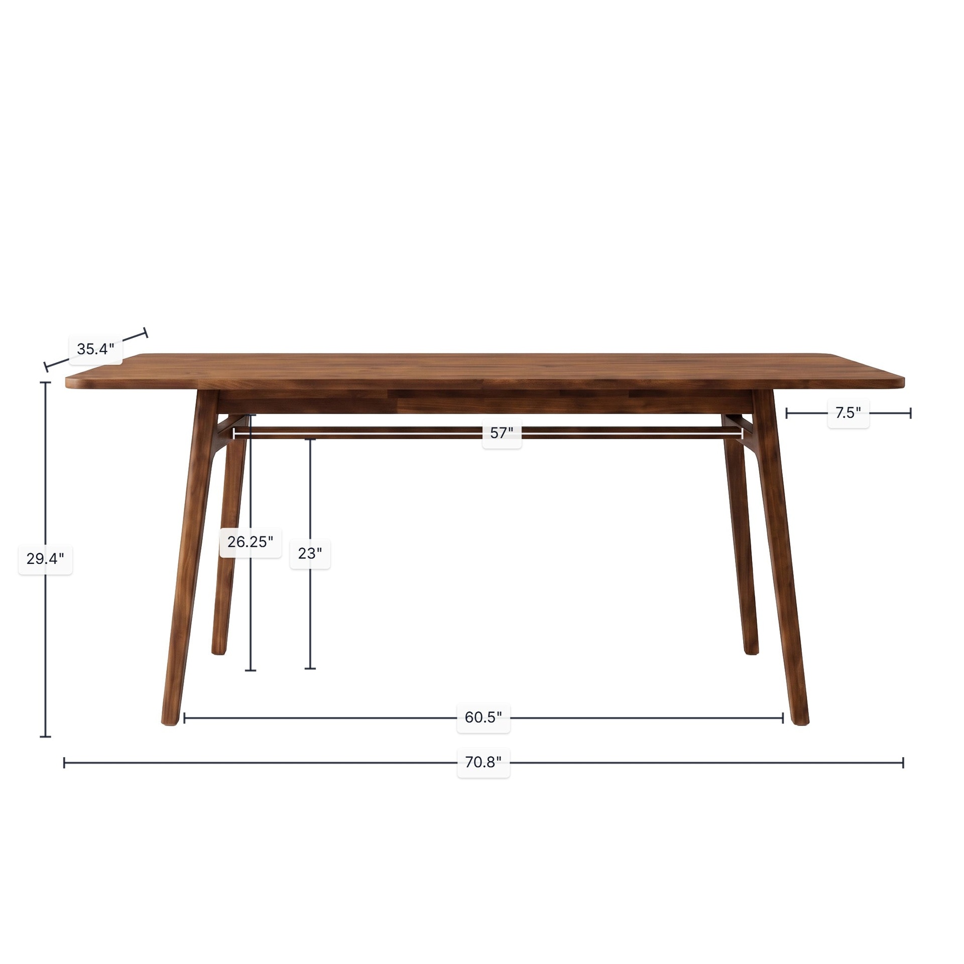 Mid-Century Solid Acacia Dining Table 3