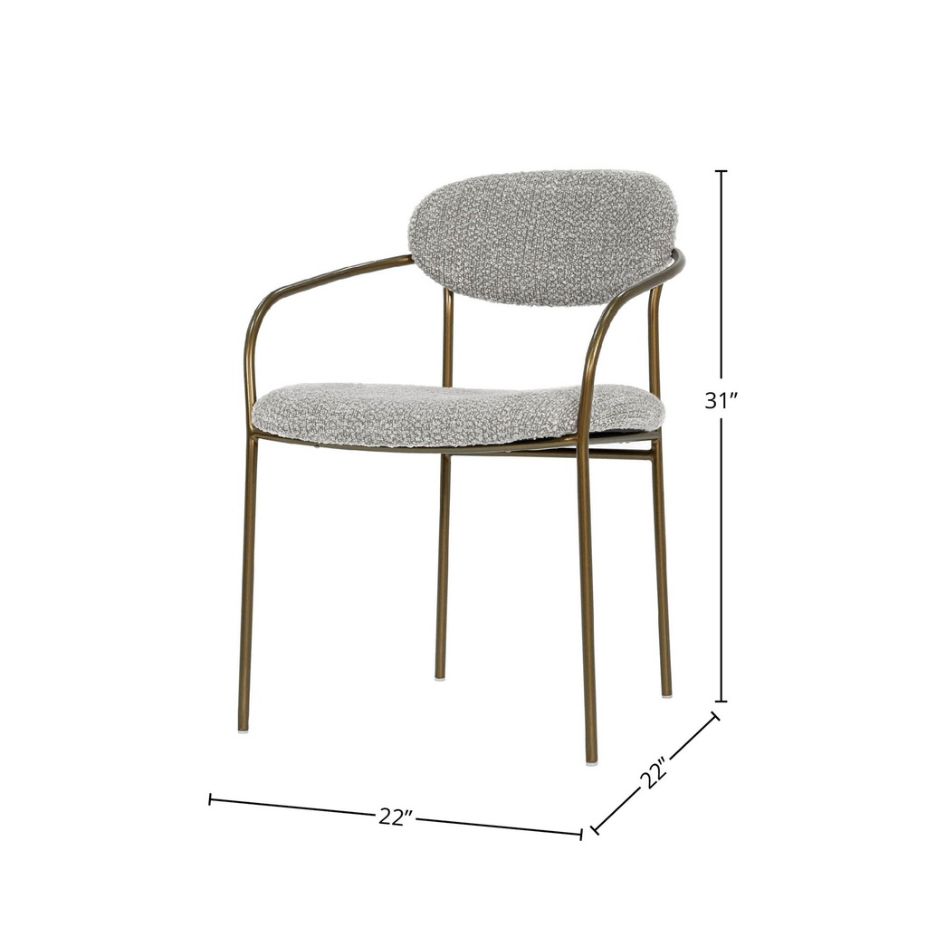 Oatmeal Upholstered Arm Dining Chair view 2
