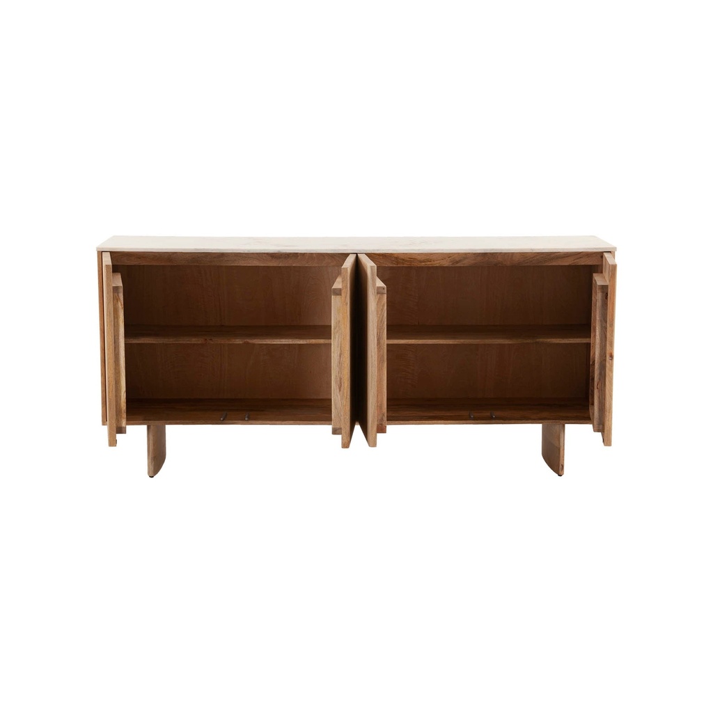 Fluted Mango Wood Sideboard with Marble Top view 3