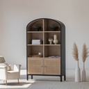 Arched Tall Cabinet with Rattan Doors view 1