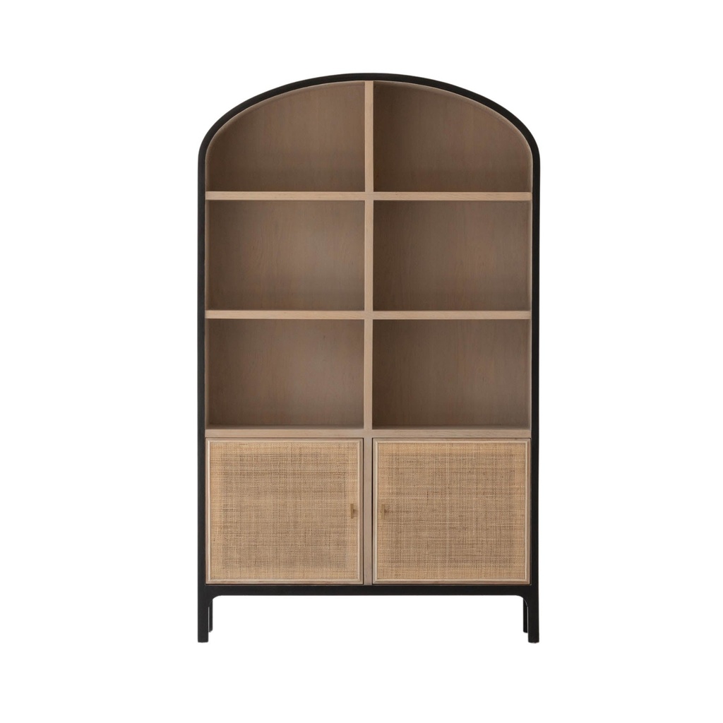Arched Tall Cabinet with Rattan Doors view 2