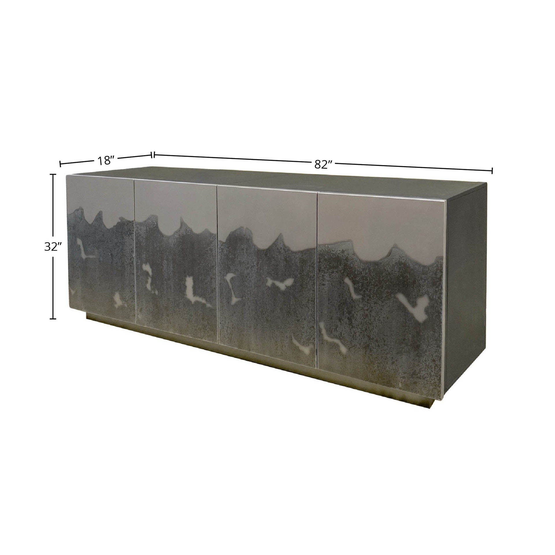 Distressed Pewter Abstract Sideboard 3