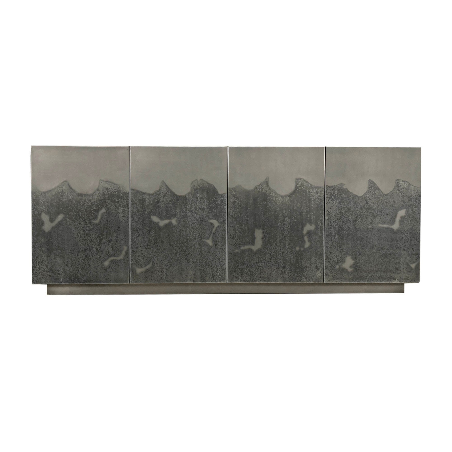 Distressed Pewter Abstract Sideboard 4