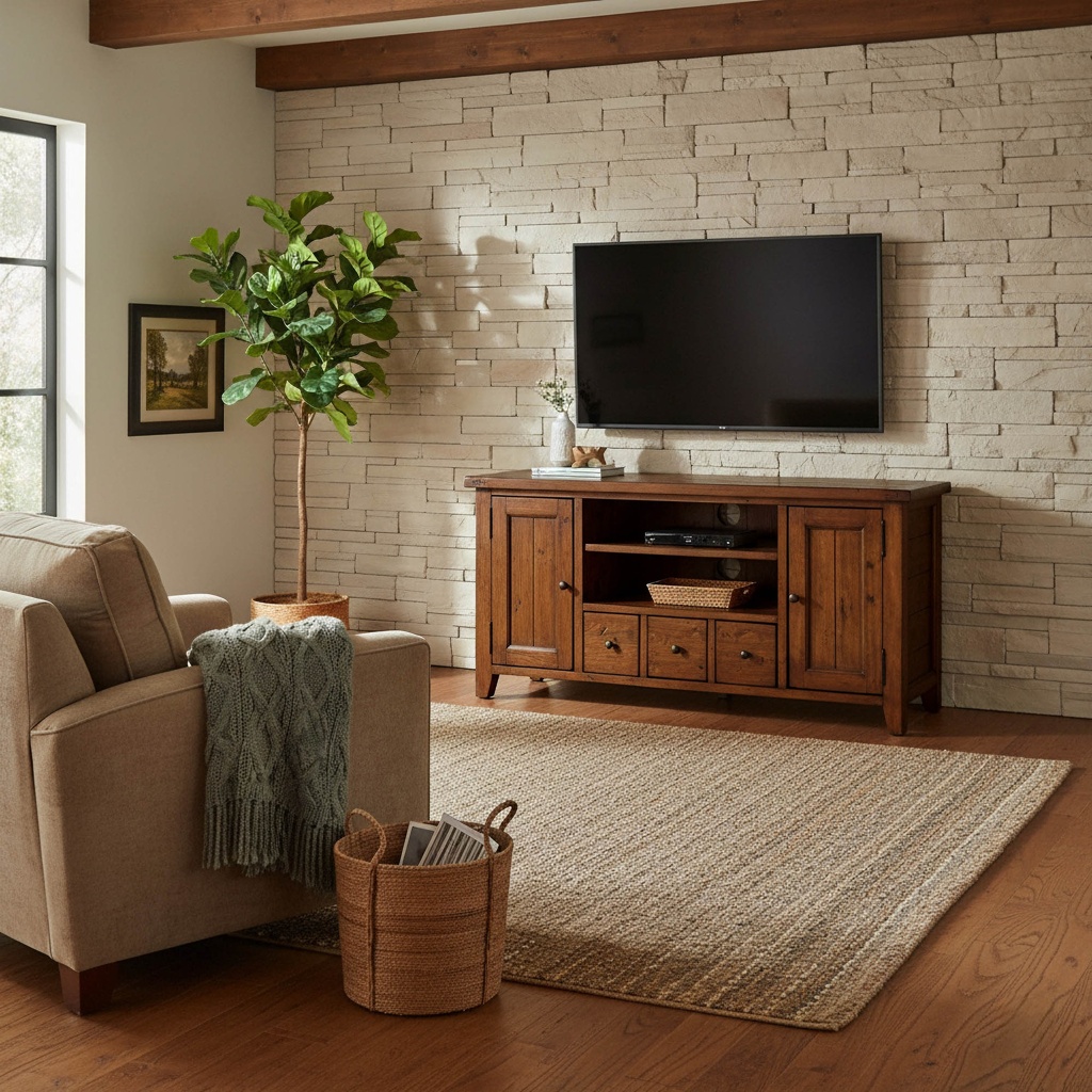 Rustic Wood Small Media Console view 1
