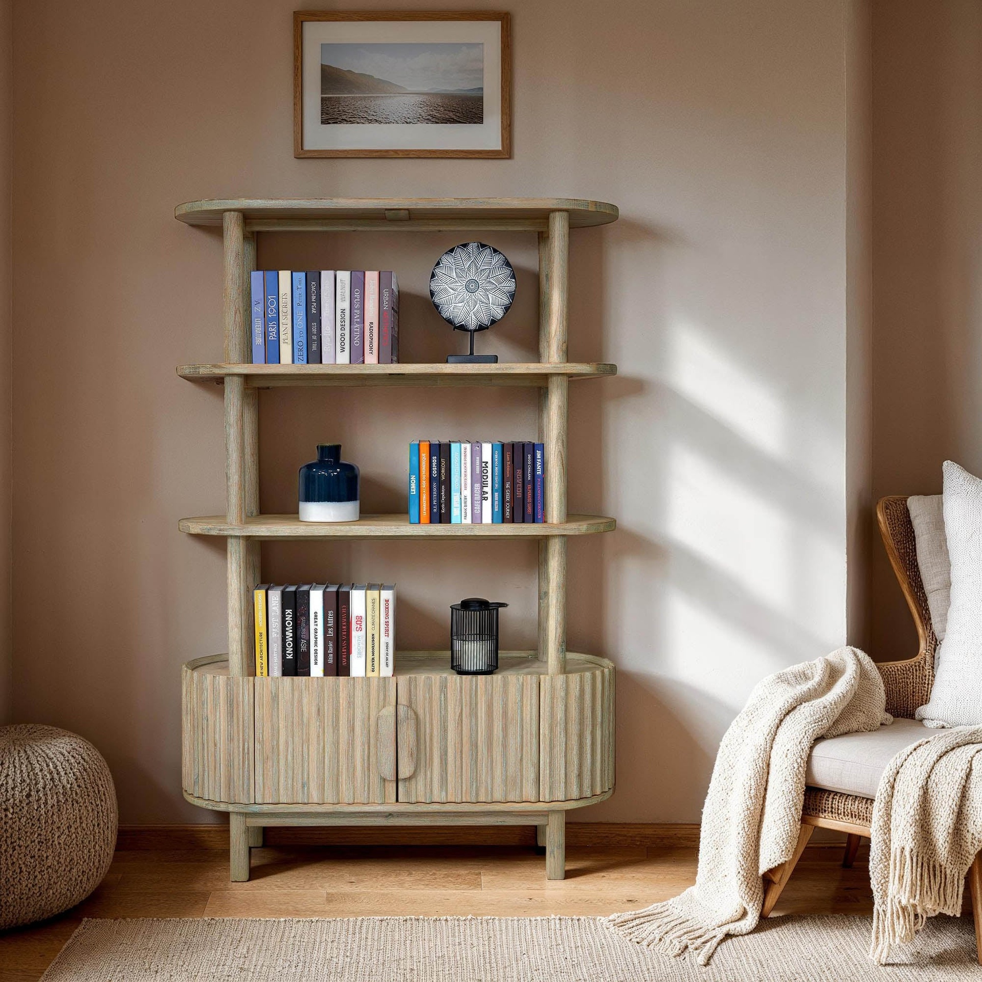 Coastal Bookcase with Two-Door Cabinet 2