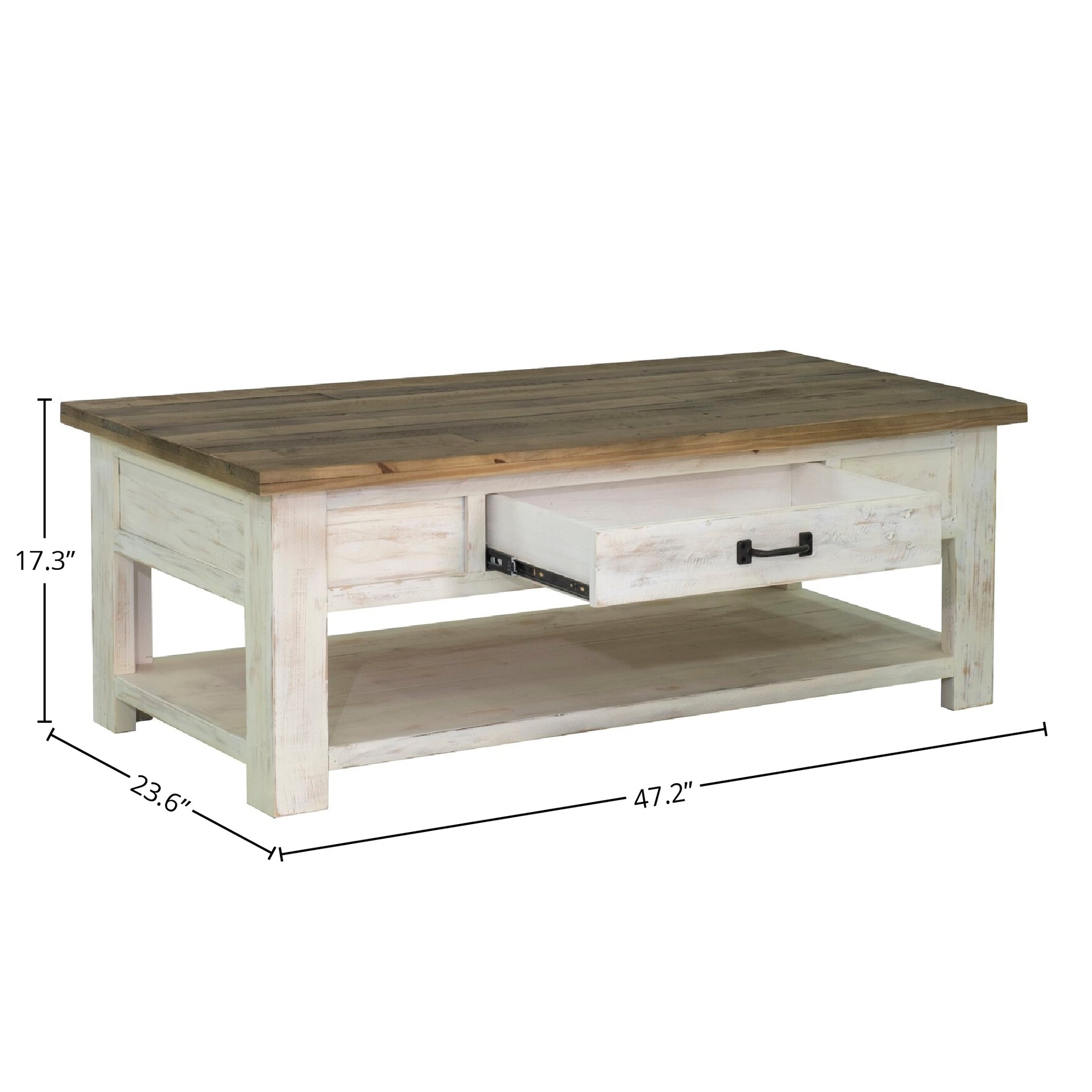 White and Wood Farmhouse Coffee Table 3