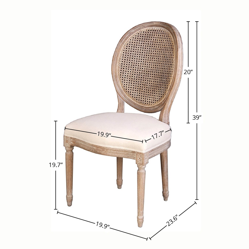 Napoleon Dining Chair with Cane Back (Antique Linen)