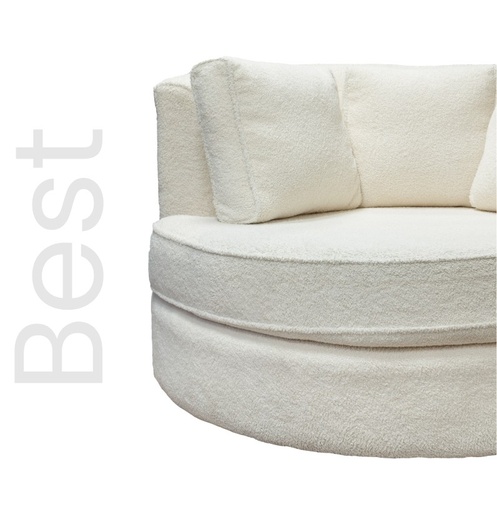 Ivory Round Boucle Swivel Chair 1