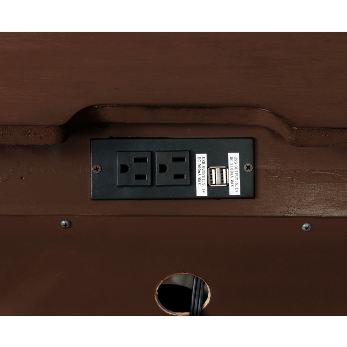 Milton Nightstand with USB Port and LED Lights (Brown Cherry)