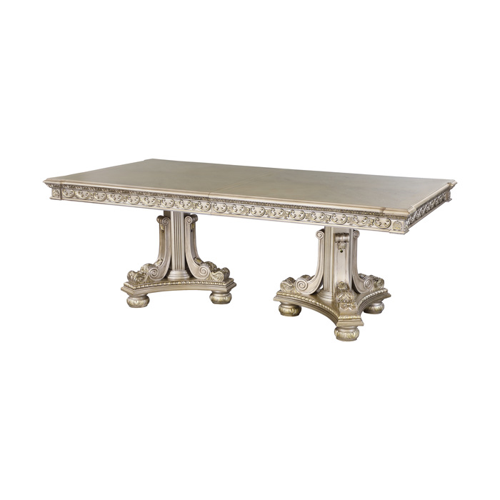 Catalonia Double Pedestal Dining Table (Platinum Gold)