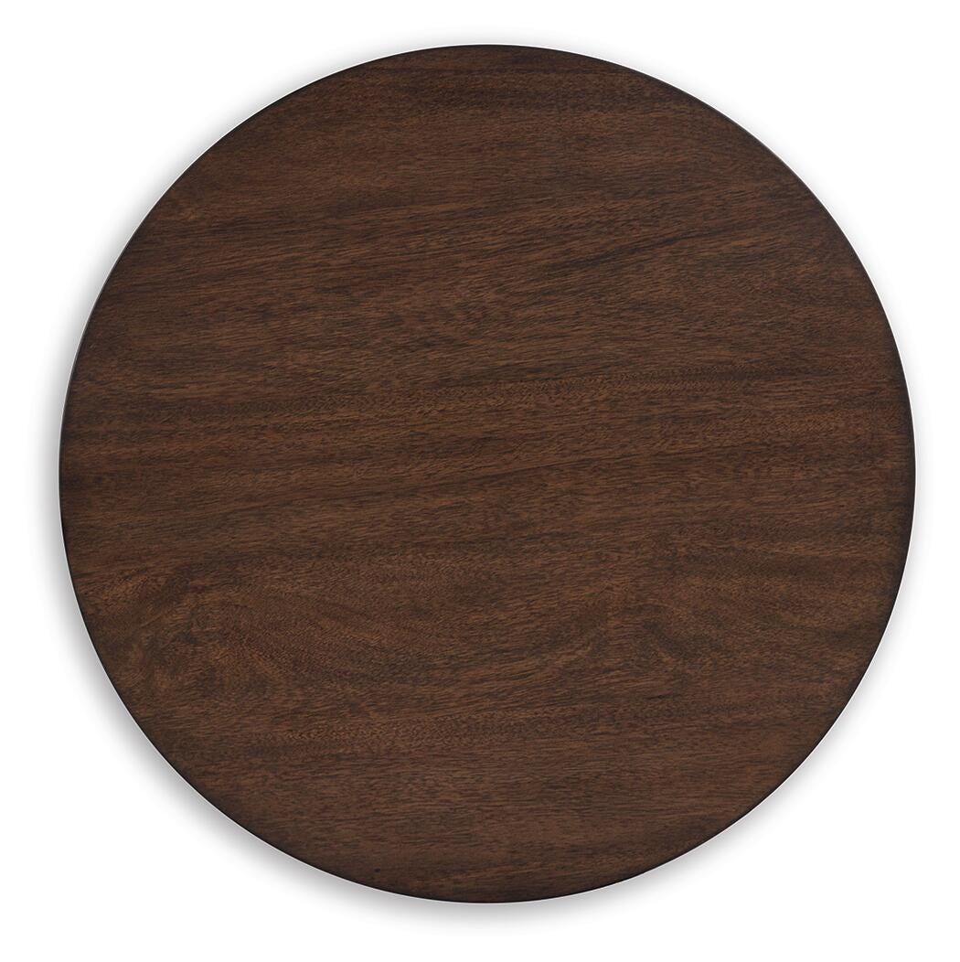 Korestone Round End Table (Dark Brown) 4