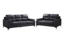 Mischa 2 Piece Sofa and Loveseat Set (Black Leather) - image 2