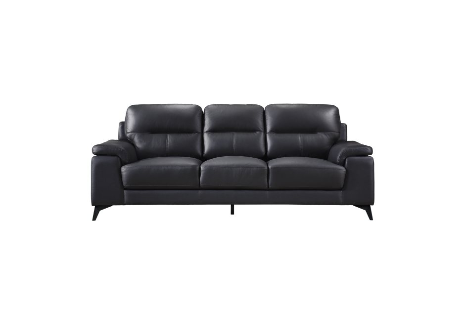 Mischa 2 Piece Sofa and Loveseat Set (Black Leather) - image 5