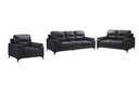 Mischa 3 Piece Sofa, Loveseat and Chair Set (Black Leather) - image 2