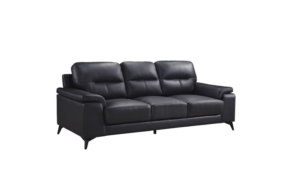 Mischa 3 Piece Sofa, Loveseat and Chair Set (Black Leather) - image 4