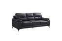 Mischa 3 Piece Sofa, Loveseat and Chair Set (Black Leather) - image 4