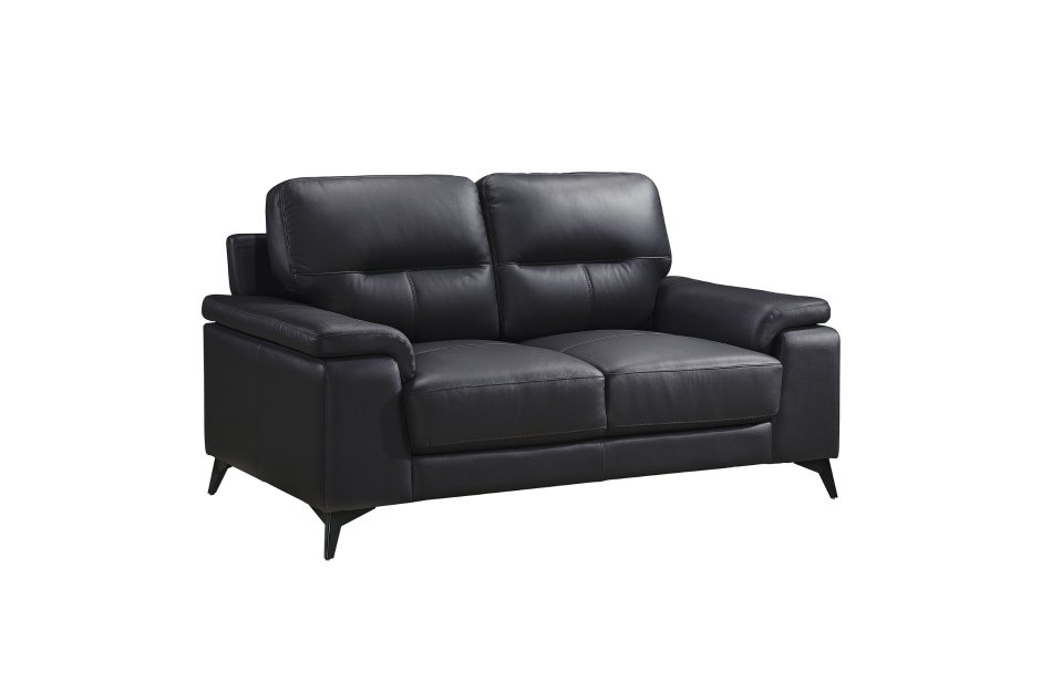 Mischa 3 Piece Sofa, Loveseat and Chair Set (Black Leather) - image 5